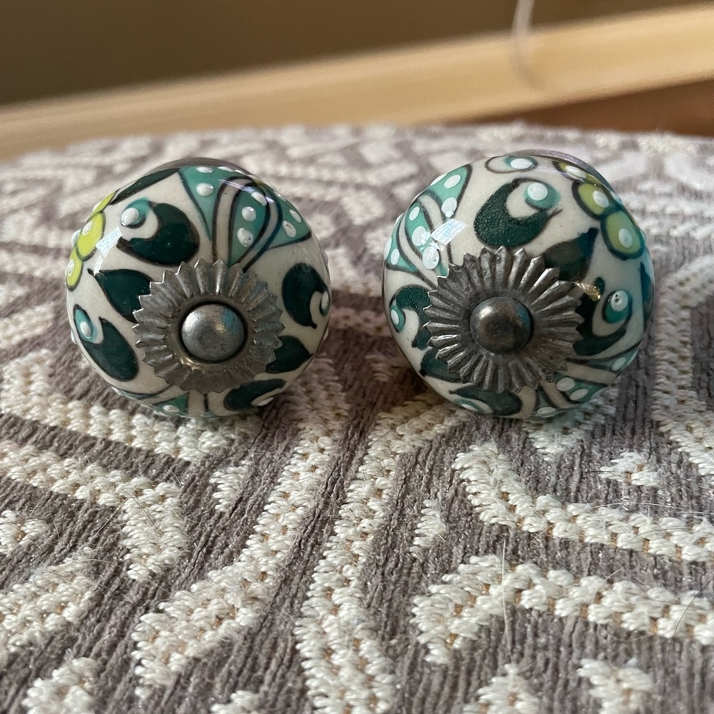 Set of 2 Painted Knobs